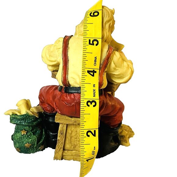 Santa and Elf Vintage Figurine Toys Checking Christmas List 6" Stocking Hanger - Picture 14 of 14